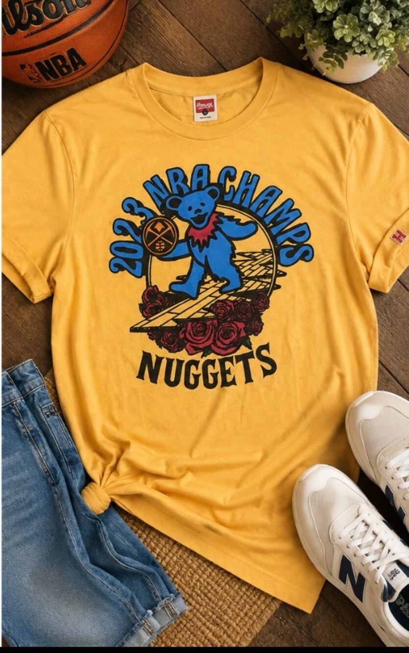 Homage 2023 Denver Nuggets Grateful Dead Bear NBA Champs T-Shirt XL